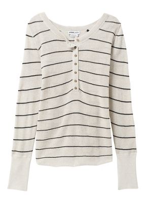 Prana Women's Milani Henley - Medium - Oatmeal Stripe product image