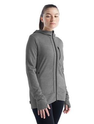 Icebreaker Women's Quantum III LS Zip Hoodie - Small - Metro Heather / Black product image