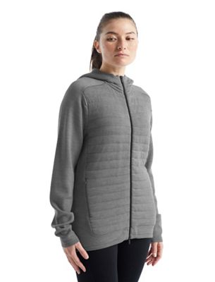Icebreaker Women's Zoneknit LS Zip Hoodie - Small - Metro Heather / Black product image