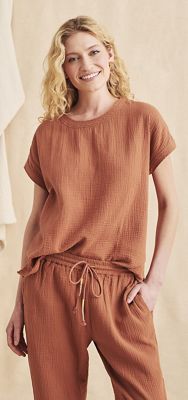 Faherty Women's Topanga Tee - Large - Pecan product image