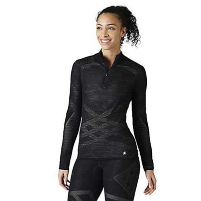 Smartwool Women's Intraknit Thermal Merino Base Layer 1/4 Zip - Small - Black / White product image