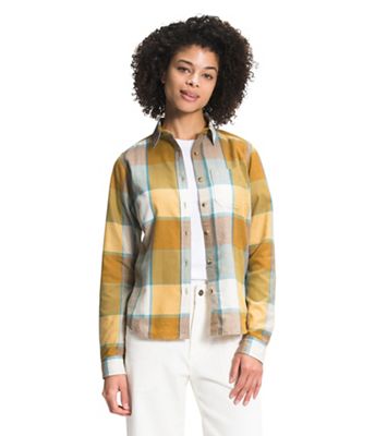 The North Face Women's Berkeley LS Girlfriend Shirt - Medium - Arrowwood Yellow Exploded Half Dome Plaid product image