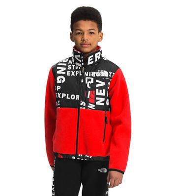The North Face Youth Printed '95 Retro Denali Jacket - XL - Fiery Red / TNF Black Tagline Toss Print product image