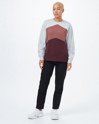 Tentree Women's TreeFleece Chevron Crew - XS - Hi Rise Grey Heather/Mesa Red/Mulberry product image