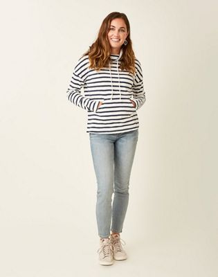 Carve Designs Women's Bodie Funnel Neck - Medium - Cloud Navy Mali Stripe product image