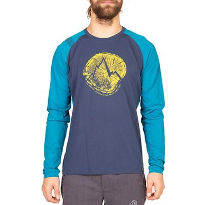 La Sportiva Men's Cross Section Long Sleeve Tee - Medium - Night Blue / Crystal product image