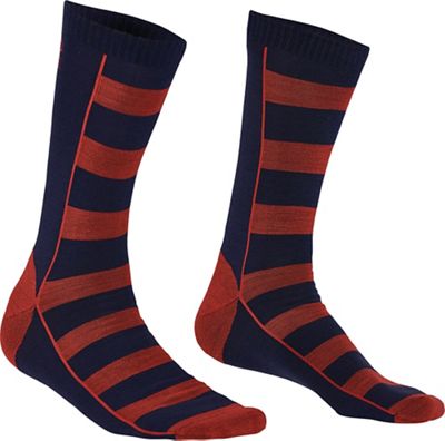 Mons Royale Men's All Rounder Stripes Crew Sock - Small - Navy / Bright Red product image