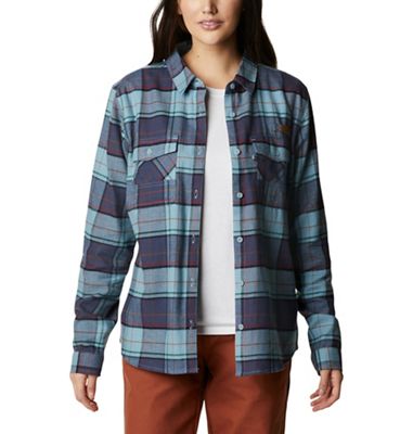 Columbia Women's PHG Roughtail Field Flannel LS Shirt - Small - Storm Tartan Plaid product image