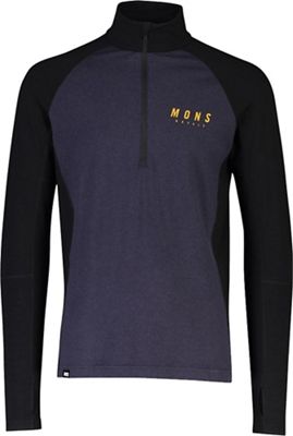 Mons Royale Men's Olympus Half Zip Top - XL - Black / 9 Iron product image