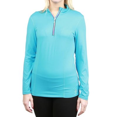 Snow Angel Women's Rainbow Zip T-Neck Top - Large - Turquoise product image