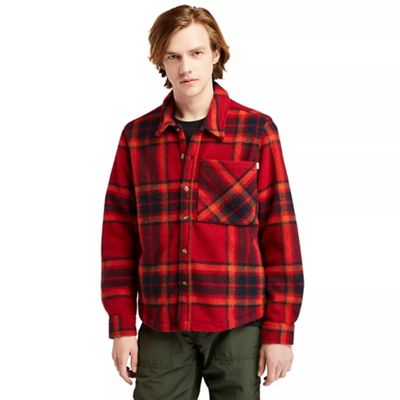 Timberland Men's Plaid Fleece Overshirt - Large - Scarlet Sage Yd product image