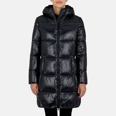 Save The Duck Women's Ines Hooded Coat - Small - Burgundy Black product image
