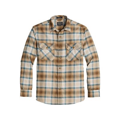 Pendleton Men's Burnside Flannel Shirt - Large - Tan / Brown / Ivory Plaid product image
