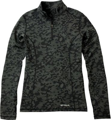 Hot Chillys Women's Micro Chamois Elite Camo Jacquard Zip T - Small - Black product image