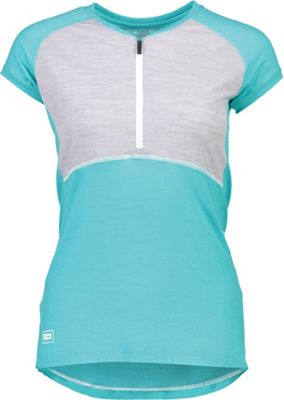 Mons Royale Women's Bella Zip Geo Tech Tee - XS - Tropicana / Grey Marl product image
