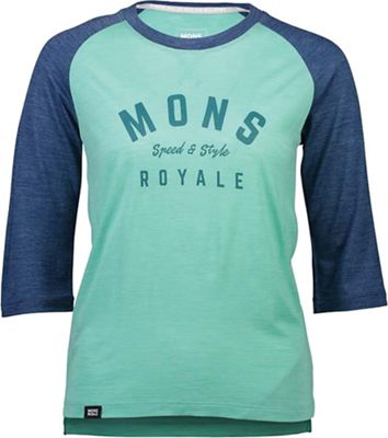 Mons Royale Women's Zephyr Lite 3/4 Top - XS - Oily Blue / Peppermint product image