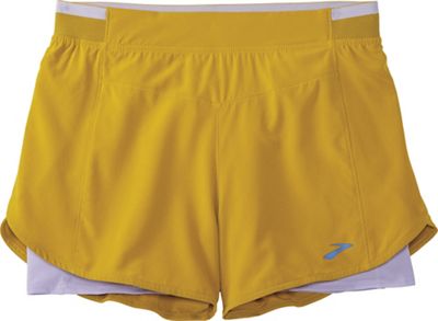 Brooks Women's Run Within 4 Inch 2-In-1 Short - Small - Golden Hour / Violet Dash product image