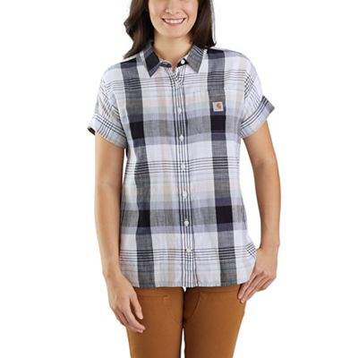 Carhartt Women's Loose Fit Lightweight Twill SS Plaid Shirt - Small - White product image