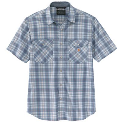 Carhartt Men's Rugged Flex Relaxed Fit Lightweight Snap-Front SS Plaid - Small Regular - Steel Blue product image