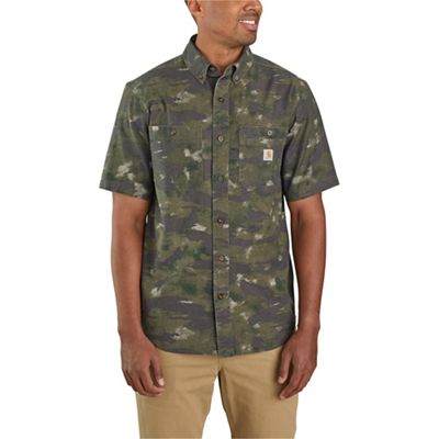 Carhartt Men's Rugged Flex Relaxed Fit Mideweight Canvas SS Camo Shirt - Large Regular - Basil Blind Fatigue Camo product image