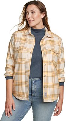 Eddie Bauer Women's Flannel Sherpa Shirt Jacket - Small - Champagne product image