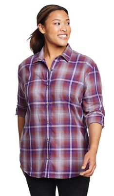Eddie Bauer Women's Fremont Flannel Snap Front Tunic LS Shirt - Small - Deep Lilac product image