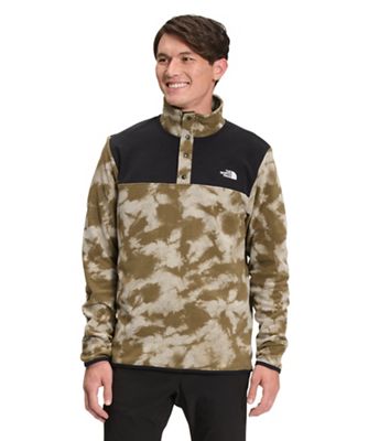 The North Face Men's Printed TKA Glacier Snap-Neck Pullover - Small - TNF Black / Military Olive Retro Dye Print product image