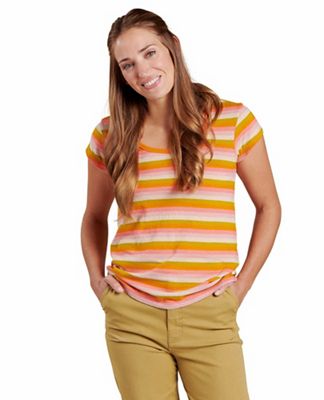 Toad & Co Women's Grom Ringer SS Tee - Small - Begonia Ombre Stripe product image