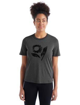 Icebreaker Women's Central SS Tee - Flora Forms - Medium - Gritstone Heather product image