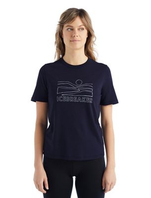 Icebreaker Women's Central SS Tee - Icebreaker Sunset - Large - Midnight Navy product image