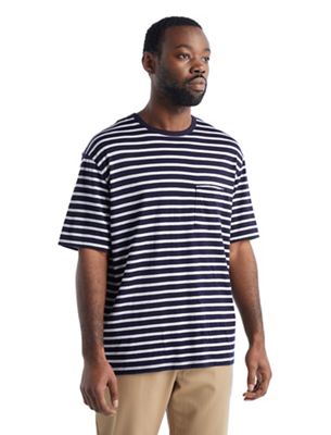 Icebreaker Men's Granary SS Pocket Stripe Tee - Medium - Midnight Navy / Snow / S product image