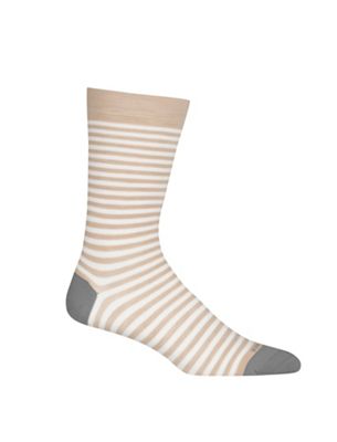 Icebreaker Men's Lifestyle Fine Gauge Crew Stripe Sock - Small / Medium - Praline / Snow / Gritstone Heather product image