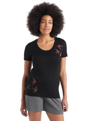 Icebreaker Women's Tech Lite II SS Scoop Tee - Swarming Shapes - Small - Black product image