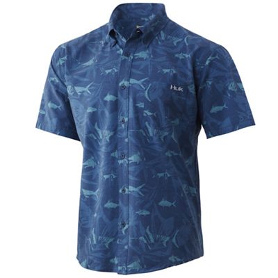 Huk Men's Kona Ocean Palms Shirt - Medium - Sargasso Sea product image