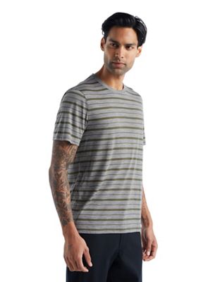 Icebreaker Men's Wave SS Stripe Tee - Medium - Metro Heather / Loden / S product image