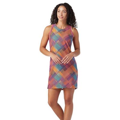 Smartwool Women's Merino Sport Tank Dress - Small - Festive Fuchsia Mountain Plaid Print product image