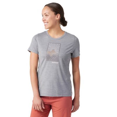Smartwool Women's Merino Sport 150 Alpine Start SS Graphic Tee - Large - Light Grey Heather product image