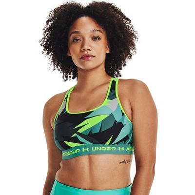 Under Armour Women's Crossback Mid Printed Bra - Small - Neptune / Neptune / Quirky Lime product image