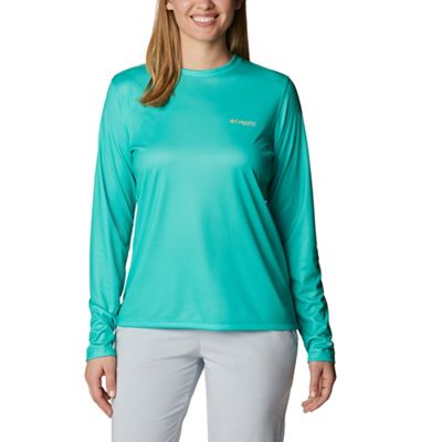 Columbia Women's Tidal Tee PFG Fish Flag LS Shirt - Medium - Electric Turquoise / Sun Glow Gradient product image
