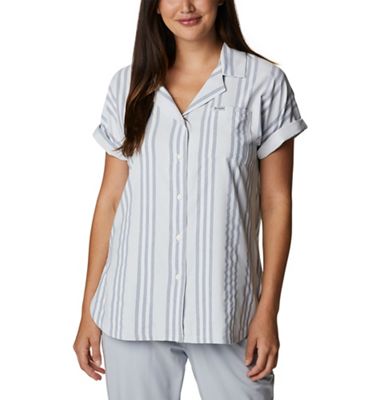 Columbia Women's Sun Drifter Woven SS Shirt - Large - Collegiate Navy Stripe product image