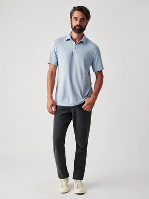 Faherty Men's Cloud SS Polo - Medium - Light Blue Heather product image