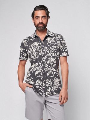 Faherty Men's Knit Seasons SS Shirt - Medium - Cream Ash Floral product image