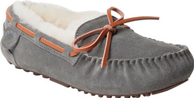 Fireside By Dearfoams Women's Victoria Genuine Shearling Lace Moccasin - 9 - Grey product image