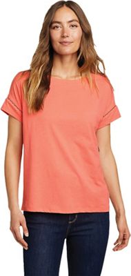 Eddie Bauer Travex Women's Myriad Boatneck Trim SS Top - Small - Bright Coral product image