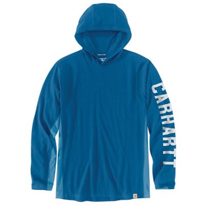 Carhartt Men's Force Relaxed Fit Midweight LS Logo Graphic Hooded T-Sh - XL Regular - Marine Blue product image