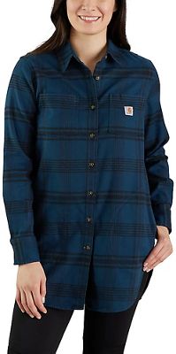 Carhartt Women's Rugged Flex Relaxed Fit Midweight Flannel LS Plaid Tu - Small - Night Blue product image