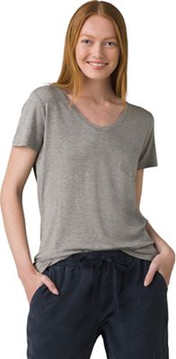 Prana Women's Foundation SS V Neck Top - Medium - Heather Grey product image