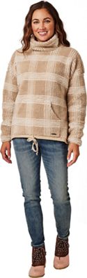 Carve Designs Women's Roley Jacquard Cowl Top - Medium - Lt. Khaki Plaid product image