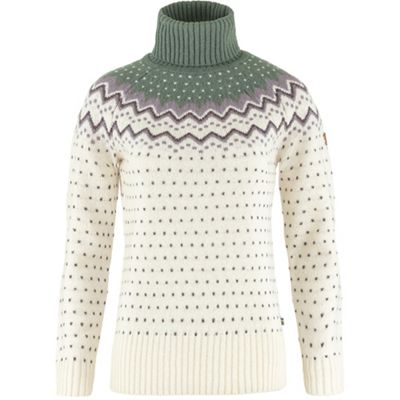Fjallraven Women's Ovik Knit Roller Neck Sweater - XS - Chalk White / Patina Green product image