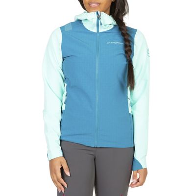 La Sportiva Women's Descender Storm Jacket - Large - Crystal / Turquoise product image
